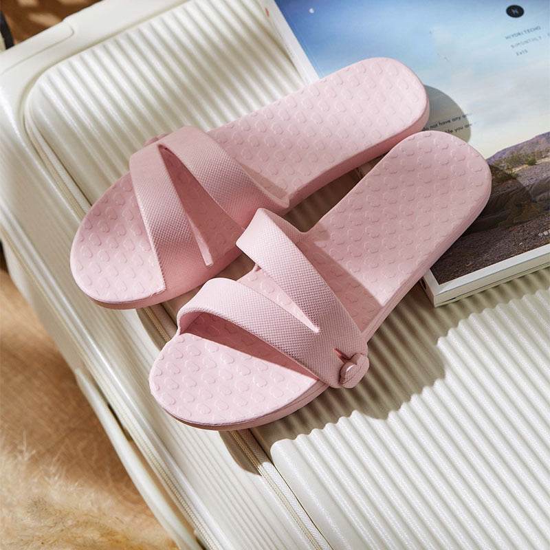 Folding Travel Slippers Hotel House Shoes Removable Non-slip Bathroom Slippers Summer Unisex Slides - Mubimart