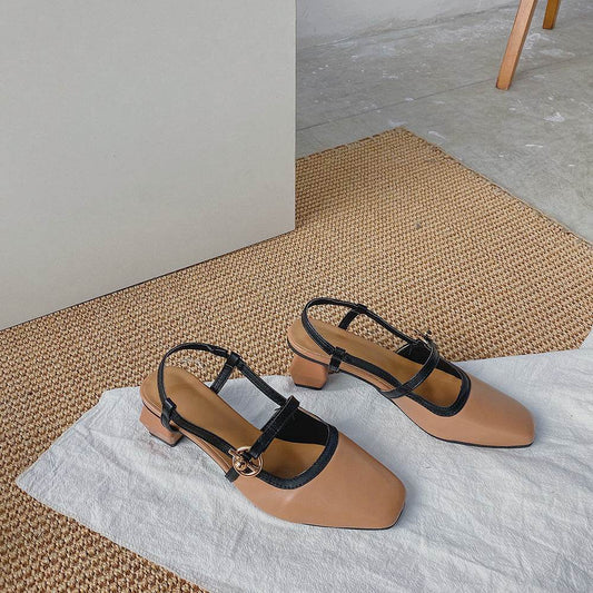 Block heel retro sandals - Mubimart