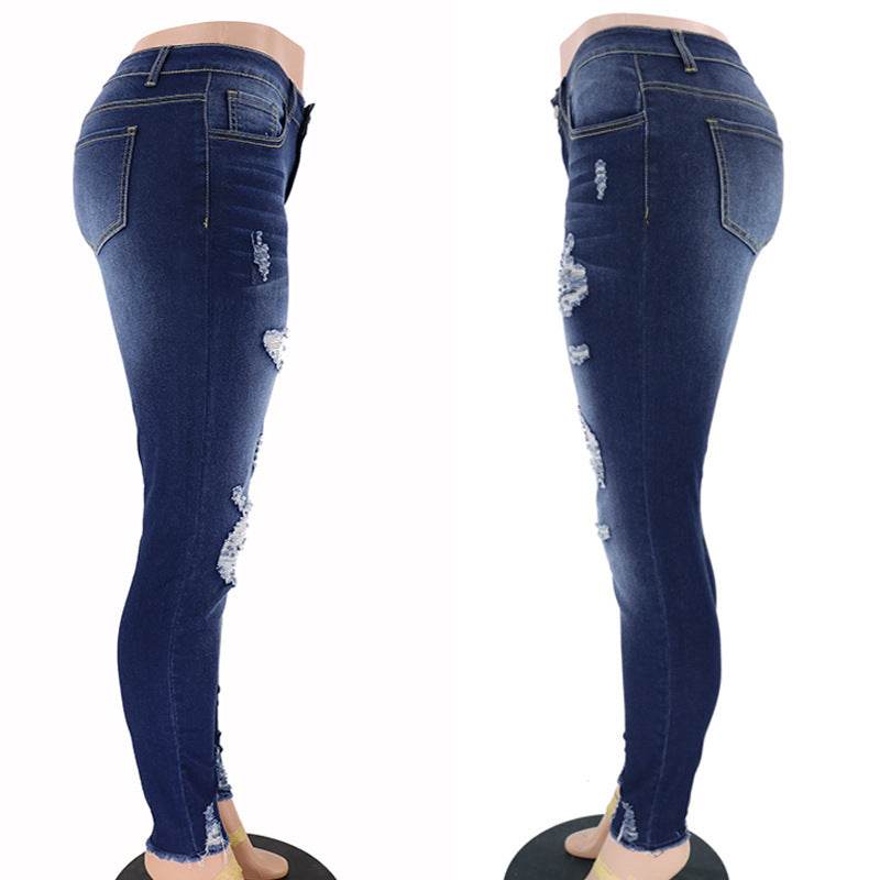 Women's Ripped Jeans Slim Fit Skinny - Mubimart