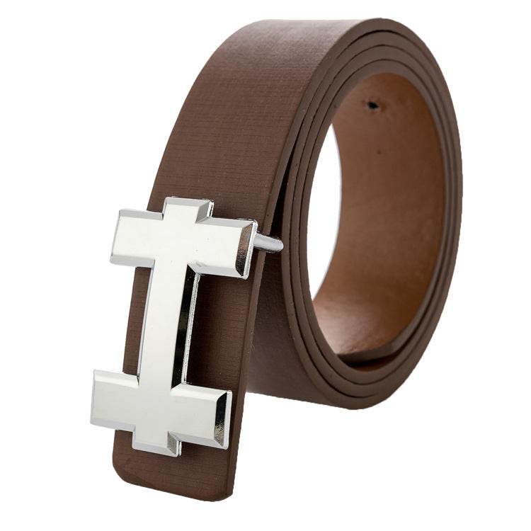Luxury Designer H Brand Designer Belts Men High Quality Male PU Leather Women Belt Buckle Strap for Jeans Black size 110cm - Mubimart