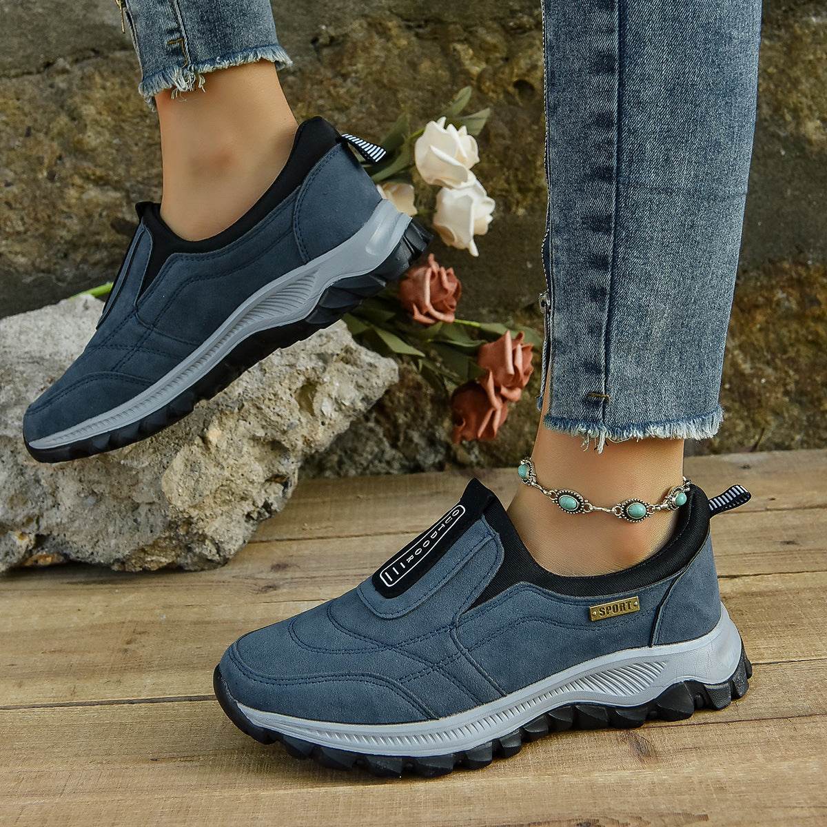 Outdoor Slip-on Sports Shoes Comfortable Walking Running Sneakers Women - Mubimart