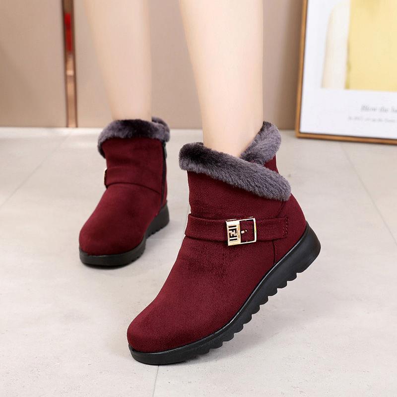 Add warm velvet ankle boots