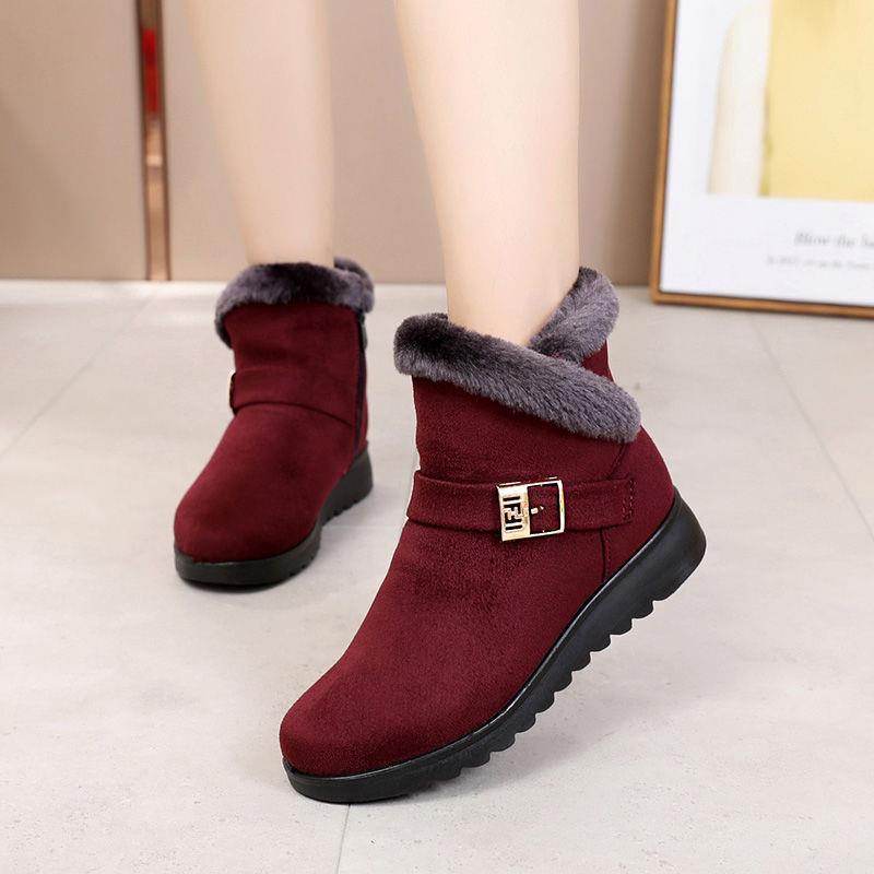 Add warm velvet ankle boots - Mubimart
