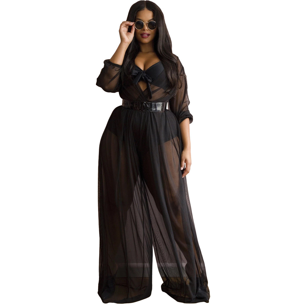 Women's Sheer Mesh Plus Size Women's Jumpsuit - Mubimart -  