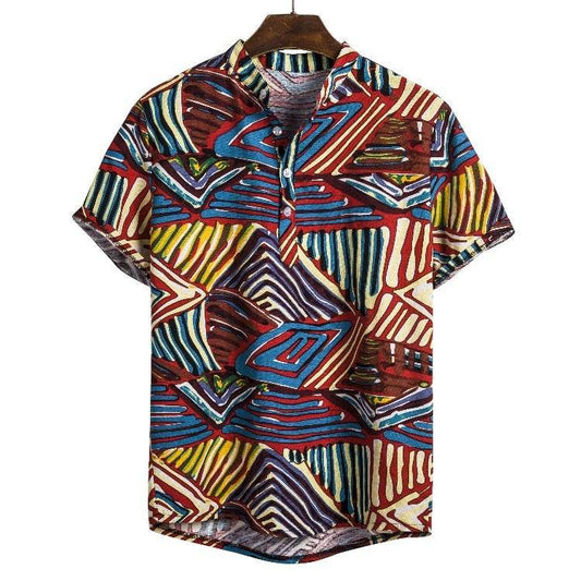 Men's linen printed shirt - Mubimart
