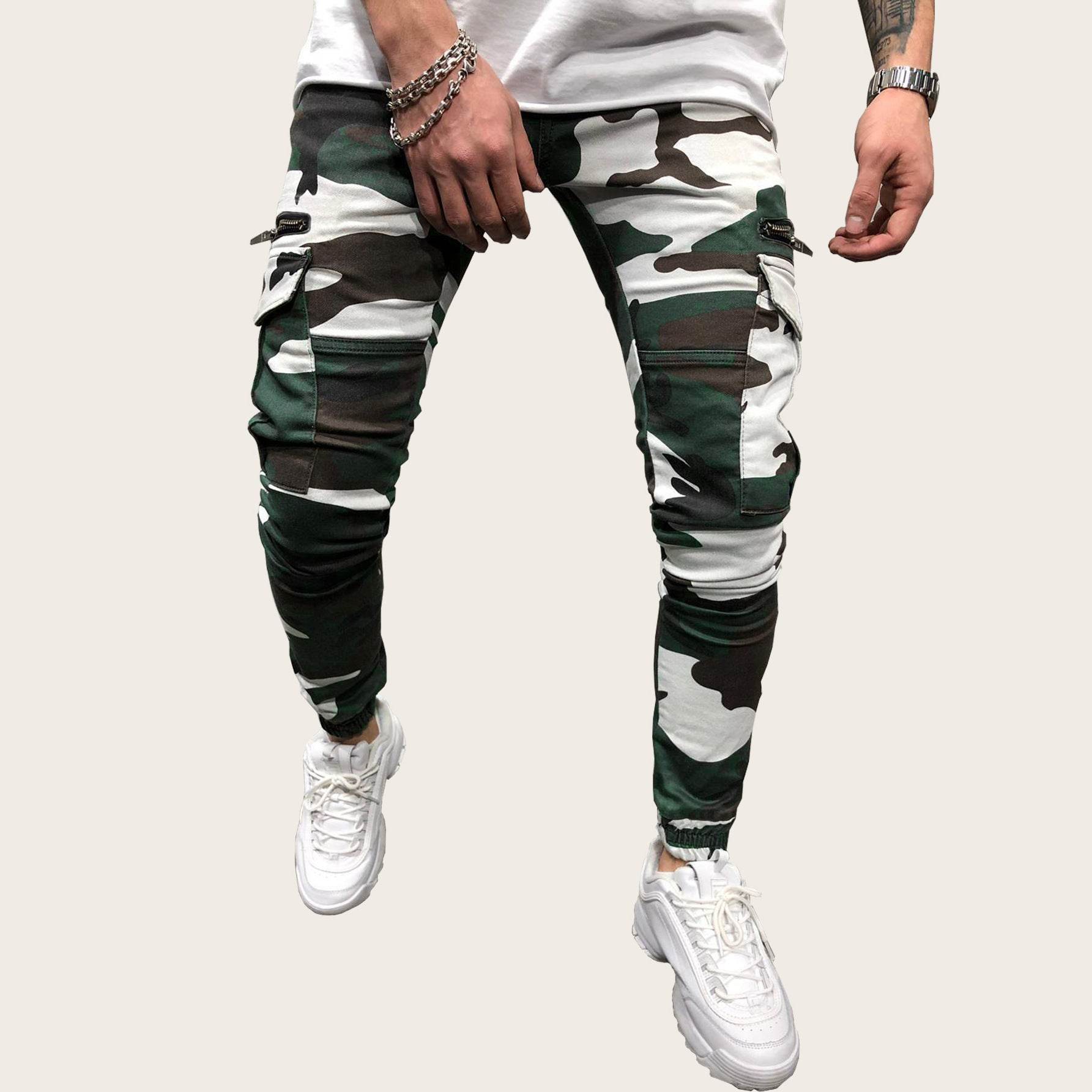 Men's Zipper Camouflage Cargo Pants - Mubimart