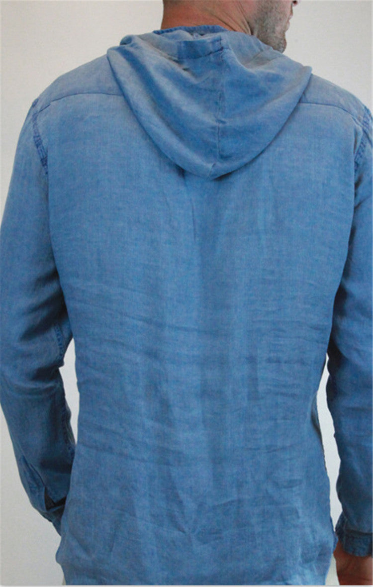 Men's linen hooded T-shirt