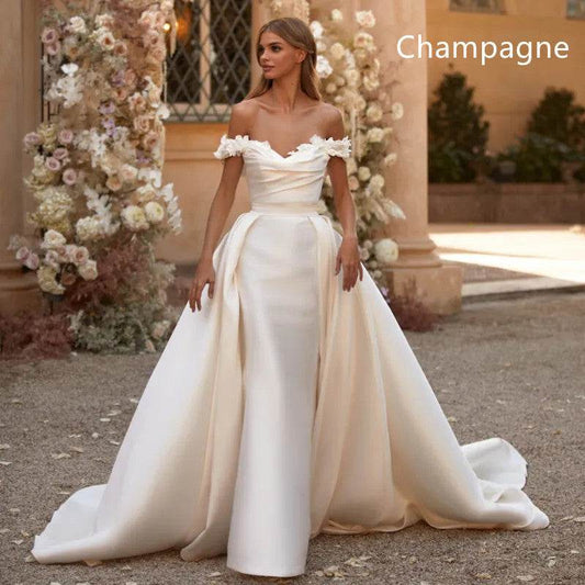 Women's Fashionable Removable Trailing Wedding Prom Dress - Mubimart
