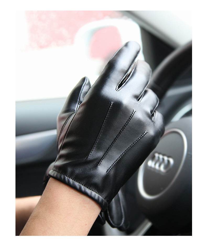WARMEN men's PU leather gloves - Mubimart