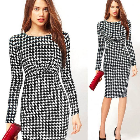 Long-sleeved slim-fit bodycon dress - Mubimart