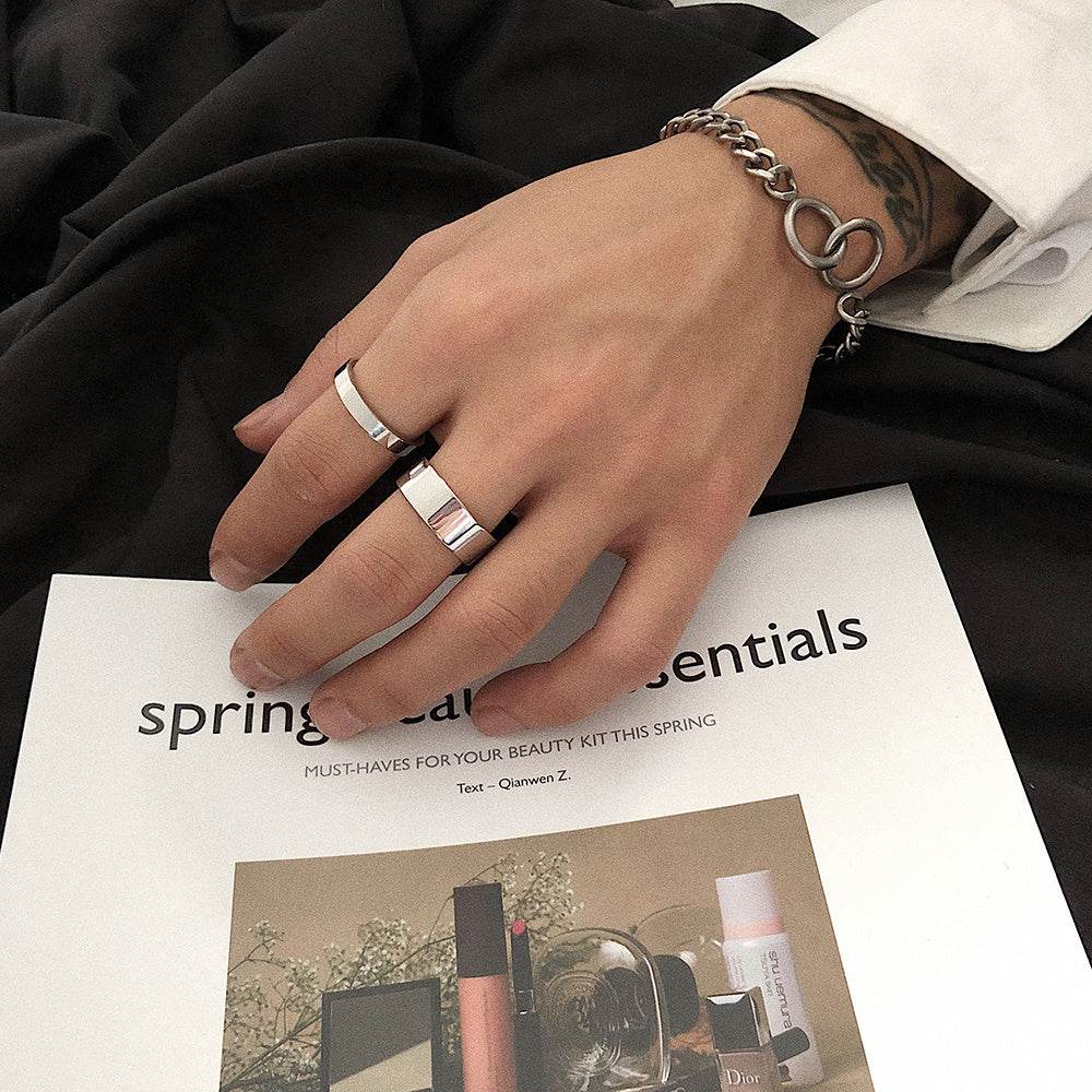 Titanium Steel Non-fading Index Finger Ring Trendy Couple Men - Mubimart