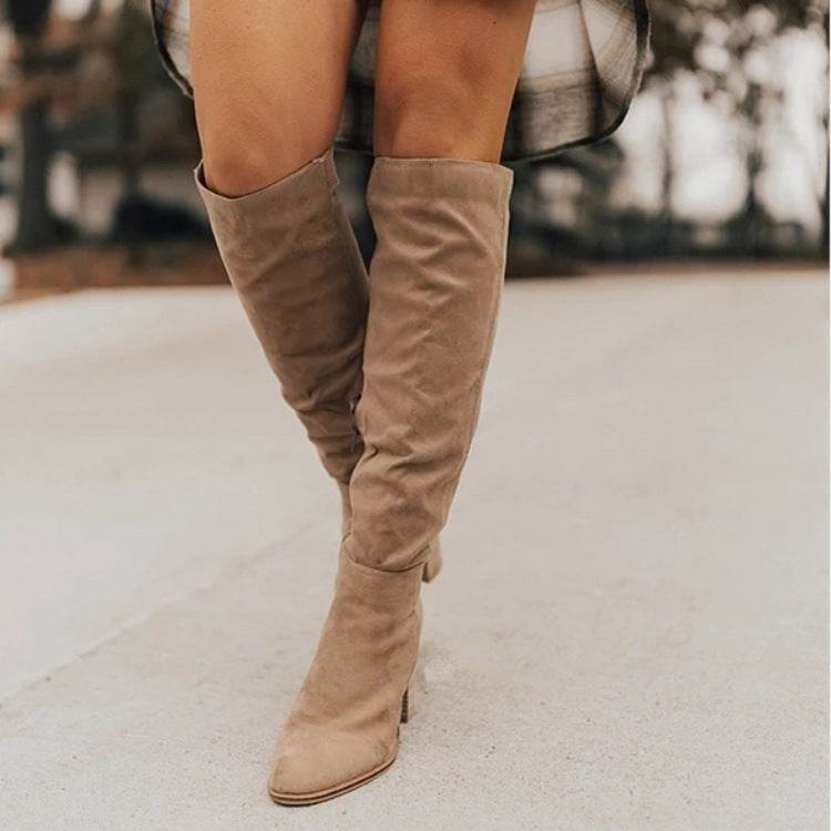 Side zip over the knee boots - Mubimart