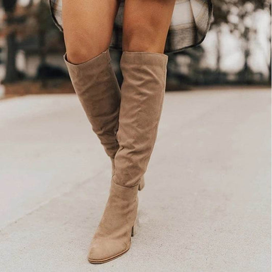 Side zip over the knee boots - Mubimart