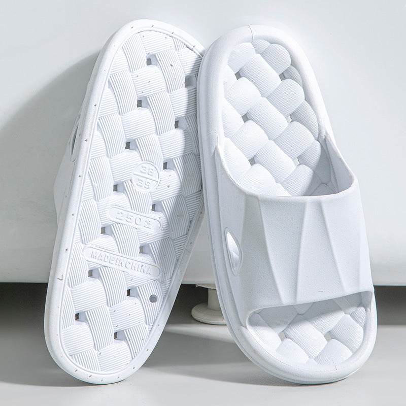 New Woven Texture Non-slip Slippers For Women Summer Indoor Floor Bathroom Home Slipper Men House Shoes - Mubimart