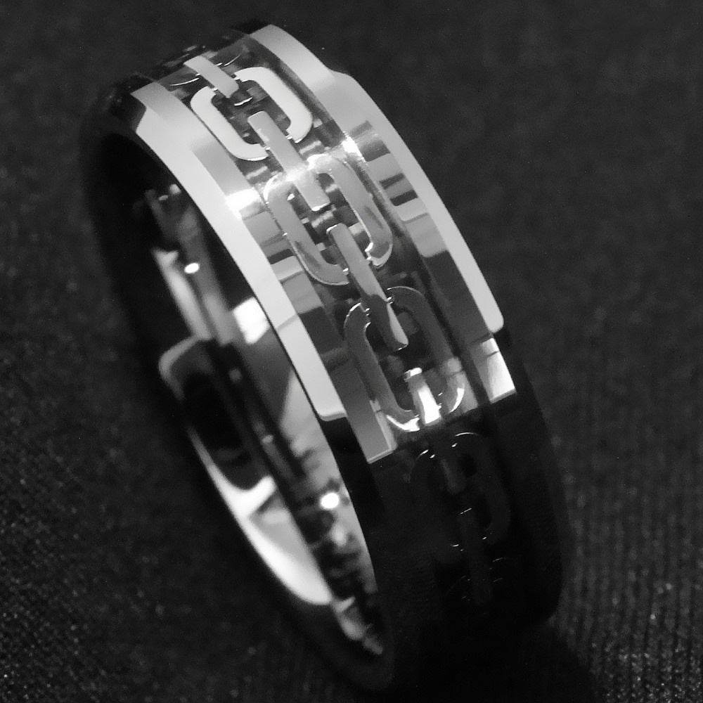 Geometric Cutout Chain Ring For Men - Mubimart