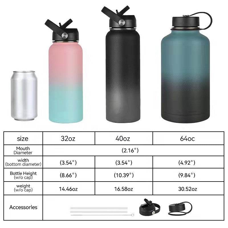 Vacuum Stainless Steel Large Capacity Water Bottle - Mubimart