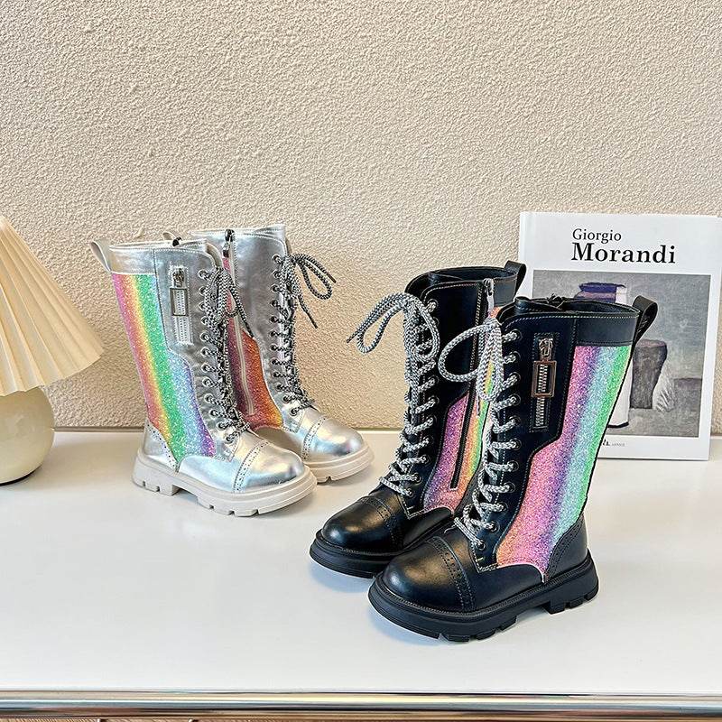 New Childrens Fashion Mid-calf Boots Soft Sole British Style - Mubimart