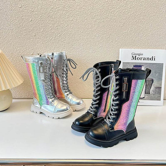 New Childrens Fashion Mid-calf Boots Soft Sole British Style - Mubimart