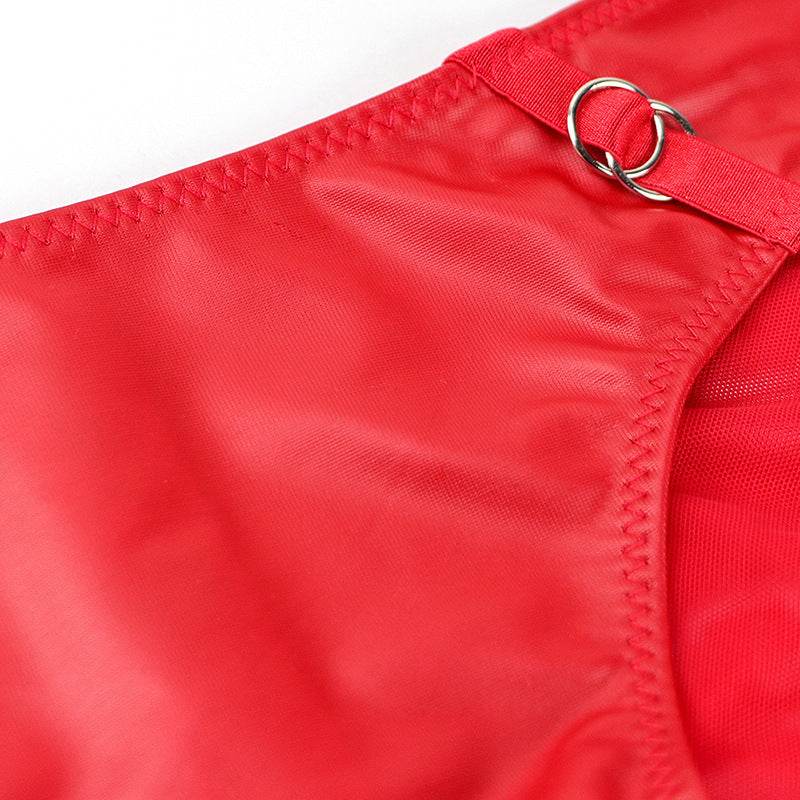 Motorcycle Leather Push Up Bra Set - Mubimart
