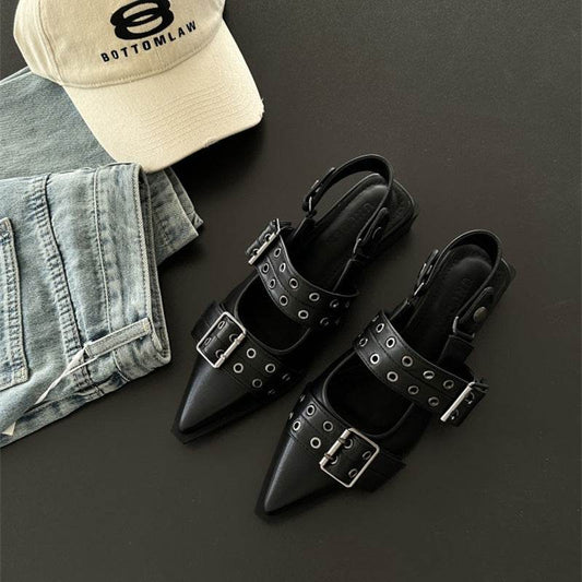 French Classic Style Pointed Mary Jane Shoes - Mubimart