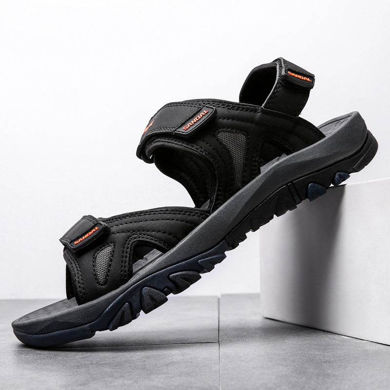 Leather Sandals, Men's Beach Shoes, Extra-large Sandals, Versatile Men's Shoes - Mubimart