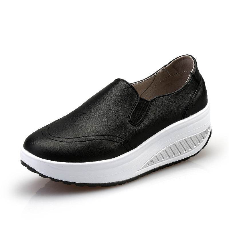 Spring And Autumn Loafers Women's Leather White Shoes Women - Mubimart