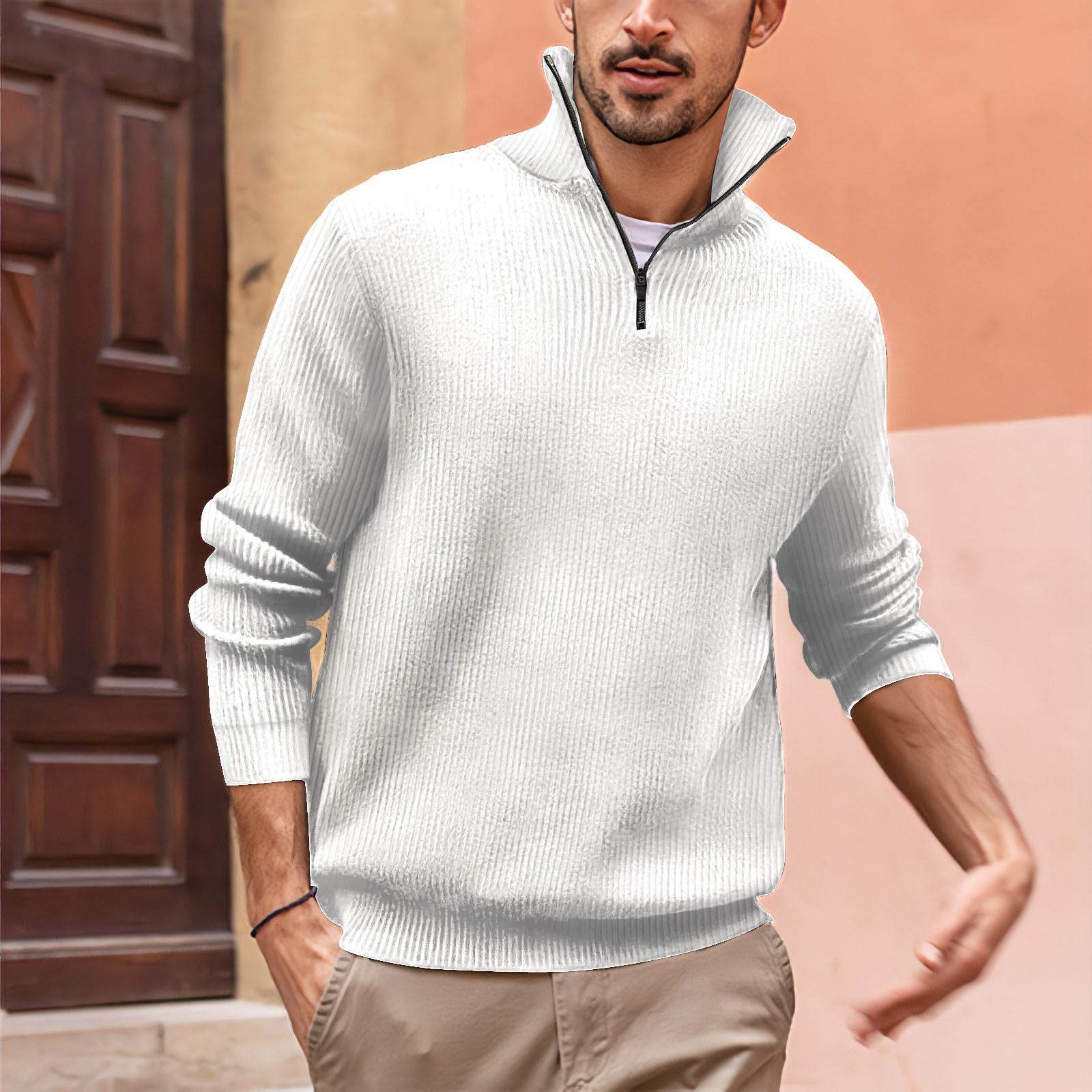 New POLO Zip High Neck Men's Polo Shirt - Mubimart