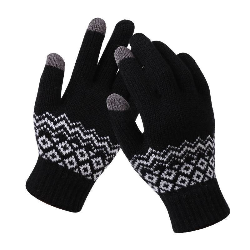 Couple knitted gloves touch screen gloves - Mubimart
