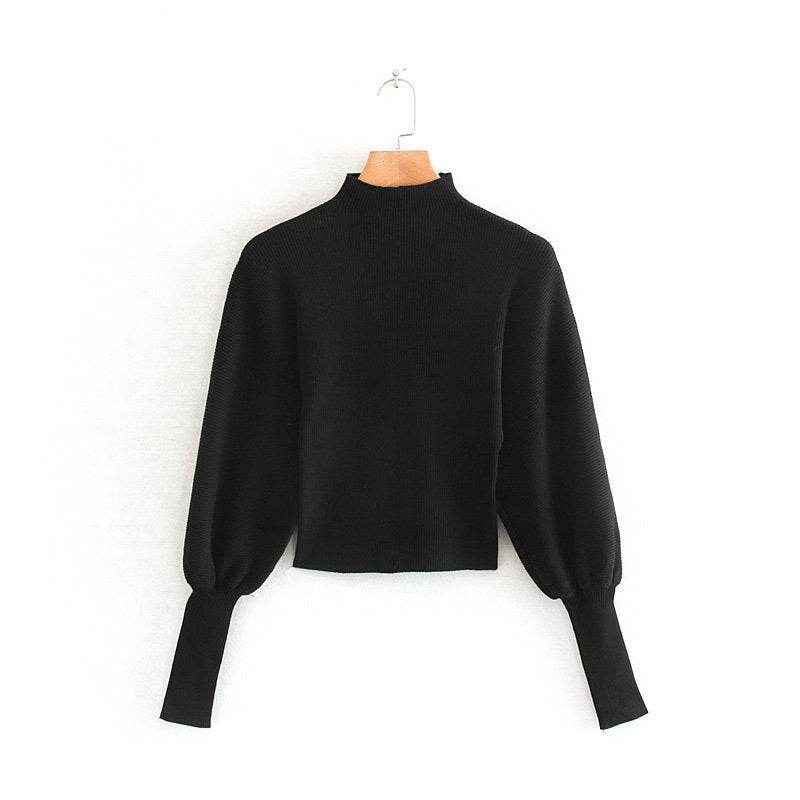 Turtleneck Pullover Sweater - Mubimart