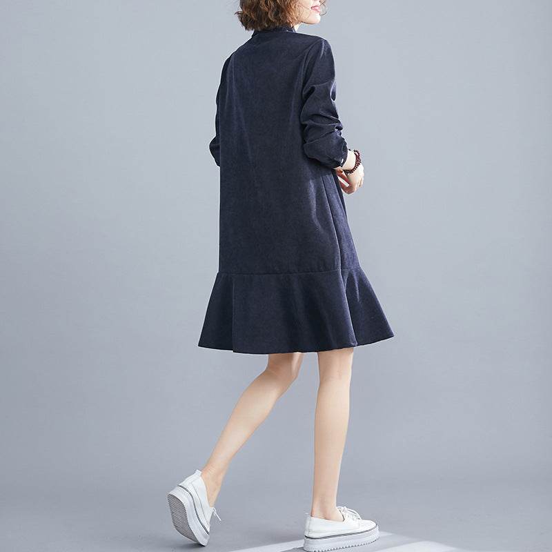 Spring new literary plus size dress women - Mubimart