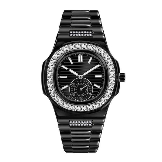 Mens Fashion Alloy Luxury Brand Diamond Gifts Watches - Mubimart
