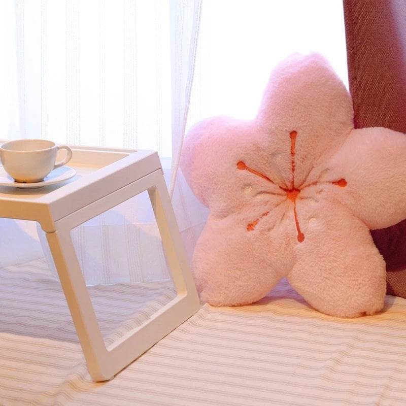 Ins Cherry Petals Pillow Girl Bedroom Living Room Decor Bay Window Floor Seat Cushion Plush Tatami Cherry Blossom Cushion - Mubimart
