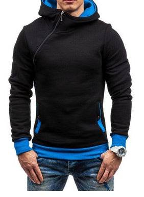 Brand Hoodie Oblique Zipper Solid Color Hoodies Men Fashion Tracksuit Male Sweatshirt Hoody Mens - Mubimart