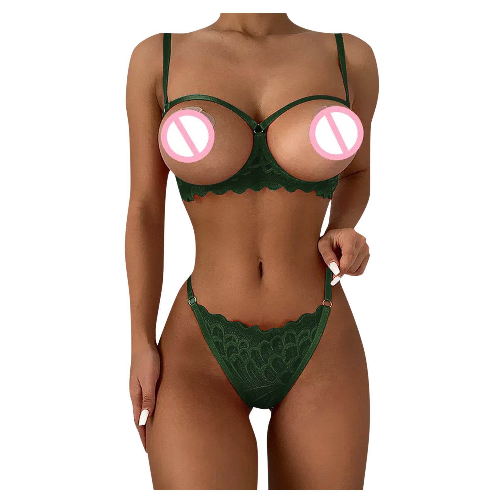 Women's Sheer Lingerie Bra Panty Set - Mubimart