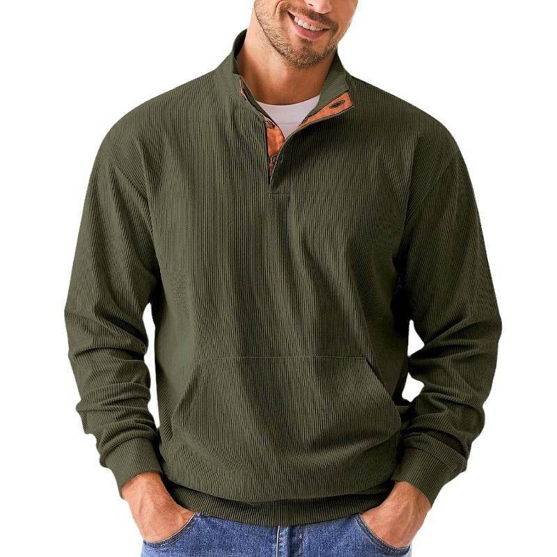 Stand Collar Long Sleeve With Pocket Sweatshirt Men - Mubimart