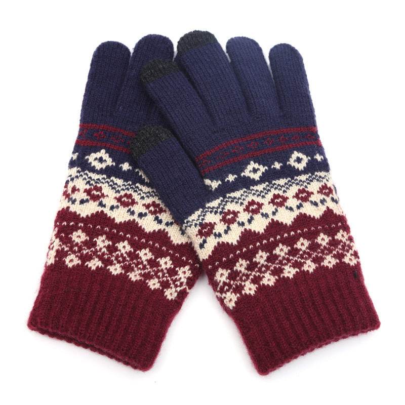 Couple knitted gloves touch screen gloves - Mubimart