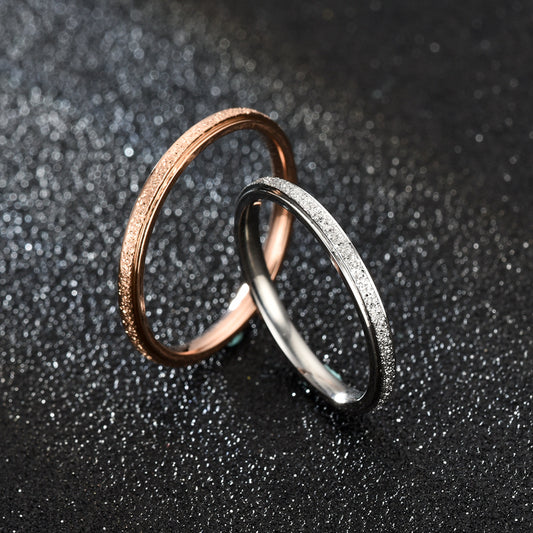 Romantic Simple Frosted Couple Couple Rings