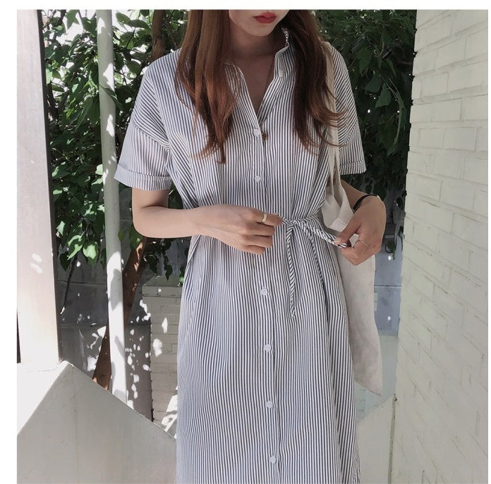 Striped shirt dress - Mubimart -  