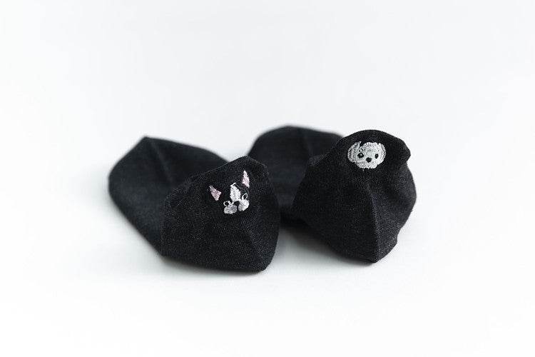 Cute animal cotton low-cut boat socks Ladies embroidery student socks - Mubimart