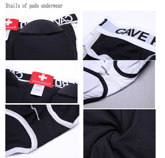 Mens Briefs Sponge Mold Cup Buttock Enrichment Buttock Lifting Underwear - Mubimart