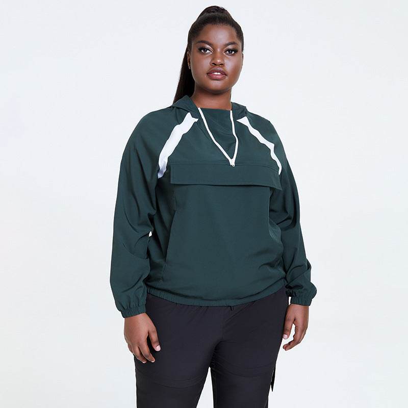 Hooded Running Sweatshirt Women Fitness Yoga Workout Tops - Mubimart