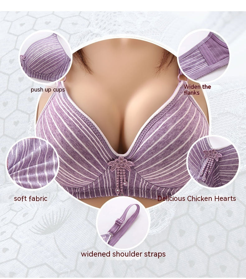 Underwear Wireless Comfortable Striped Thin Bra - Mubimart -  