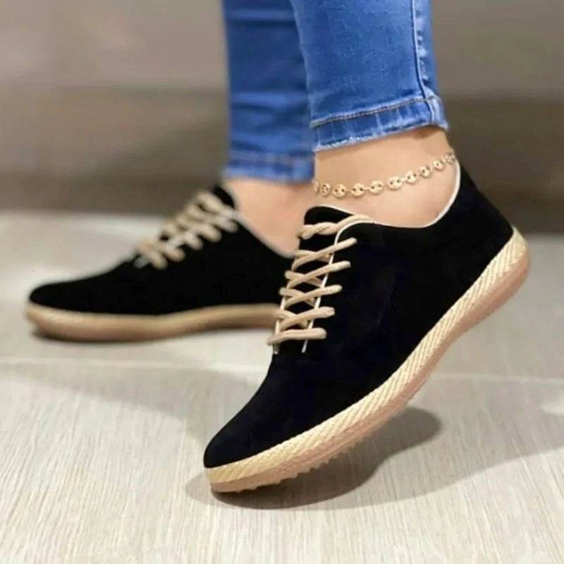 New Women's Lace-up Casual Round Toe Flat Comfort Shoes - Mubimart