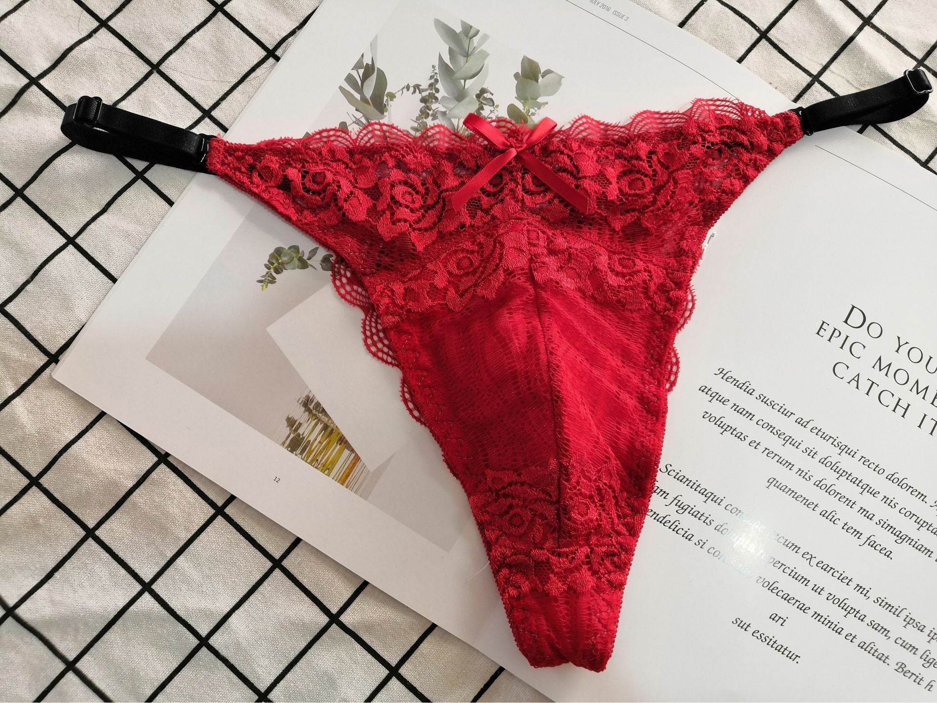 Thong embroidered lace on waist - Mubimart