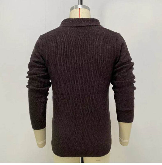 Long Sleeve Woolen Blazer Collar Coat - Mubimart