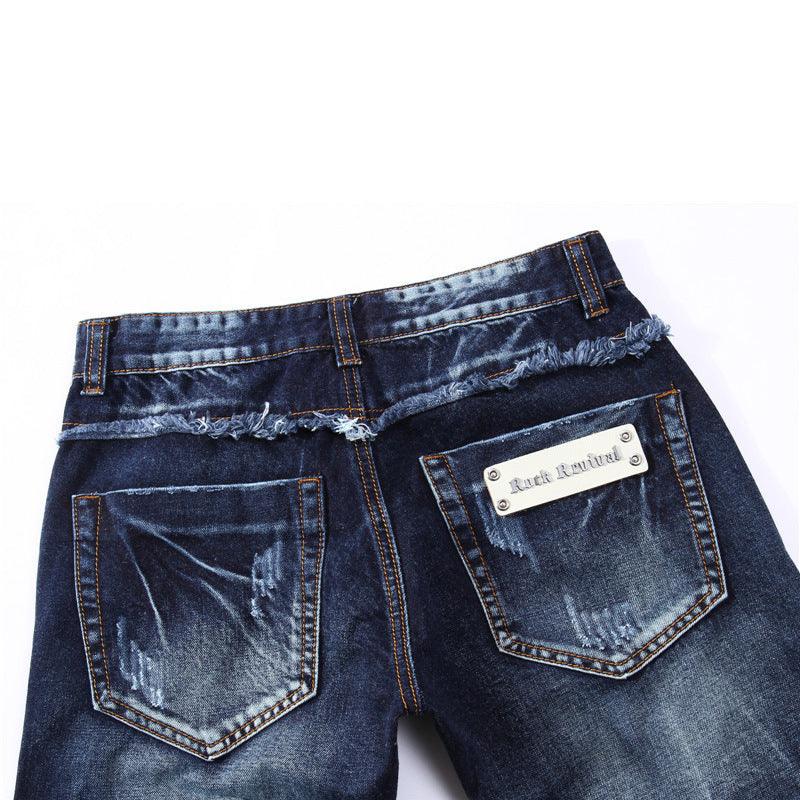 Panelled Statement Jeans Versleten Slim Fit