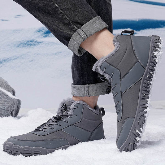Outdoor Men's Five-finger Cotton-padded Shoes Hiking Snow Boots - Mubimart