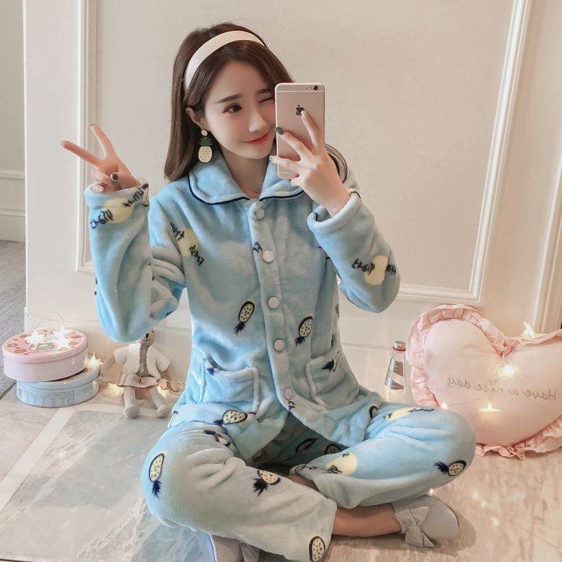 Coral Fleece Pajama Set - Mubimart