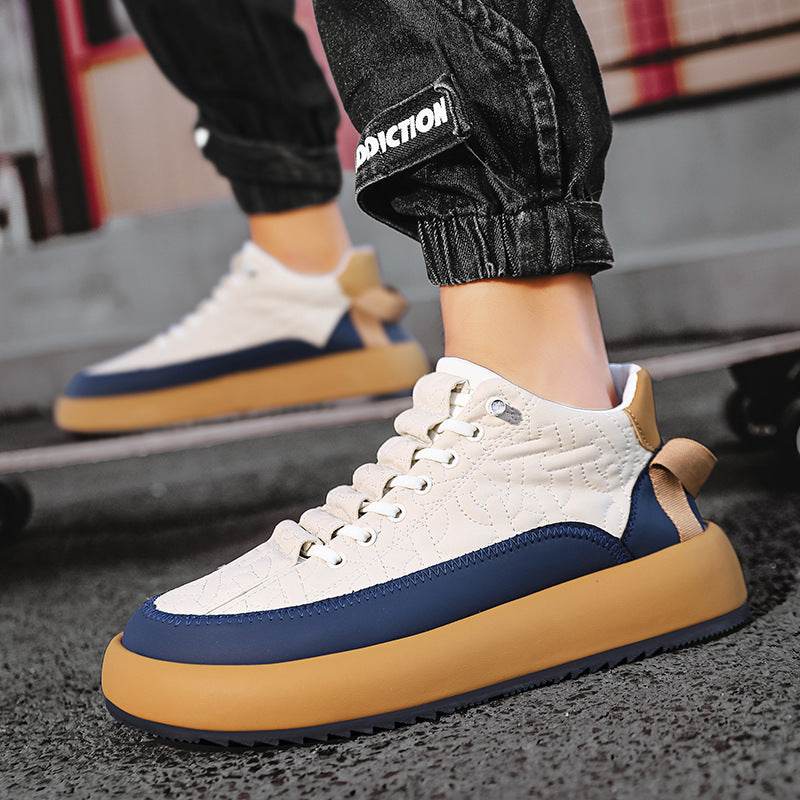 Mens Fashionable And Versatile Leather Sports Casual Board Shoes - Mubimart