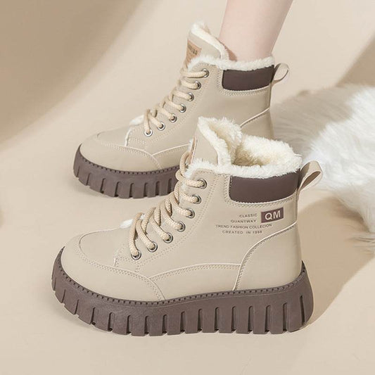 All-match Velvet Cotton Shoes Women's Shoes British Style Martin Female Boots Booties - Mubimart